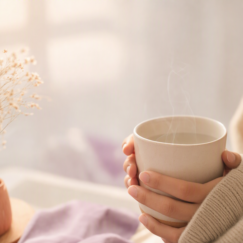 早晨溫水杯特寫氛圍圖
