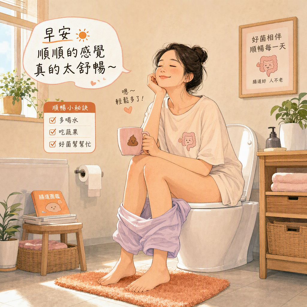 居家廁所從容日常插畫