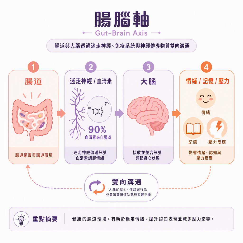 腸腦軸雙向溝通圖解