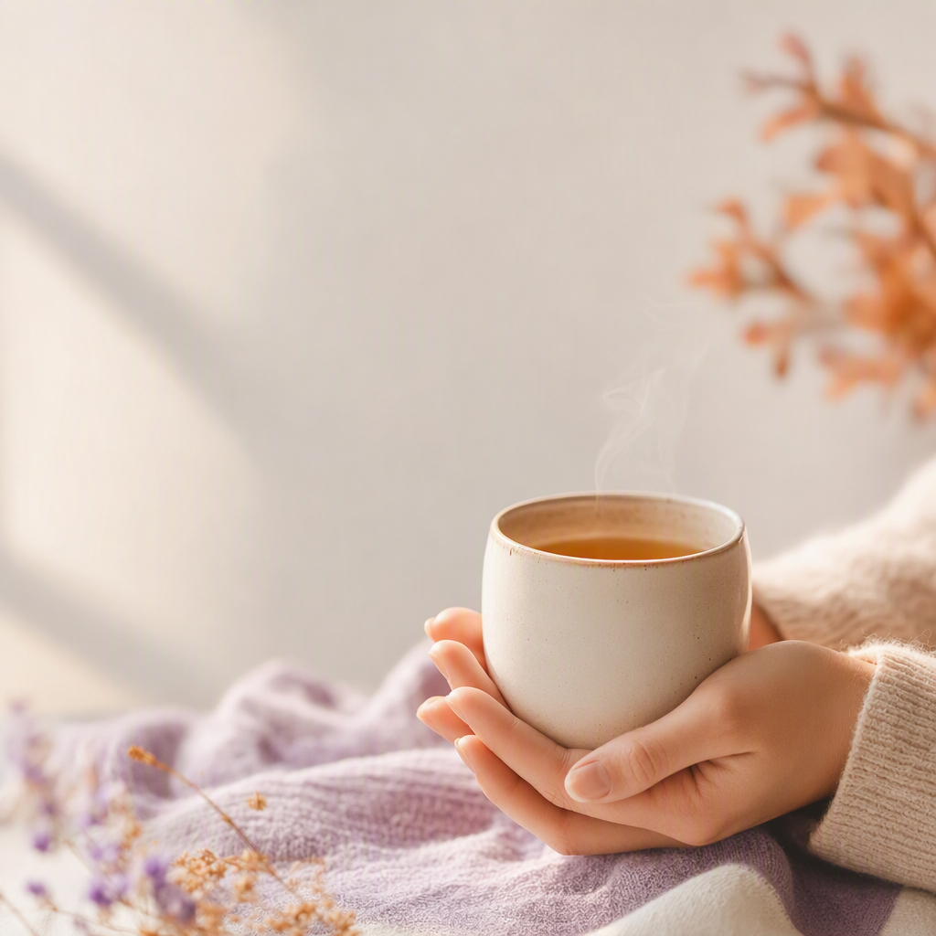 握杯冥想寧靜特寫