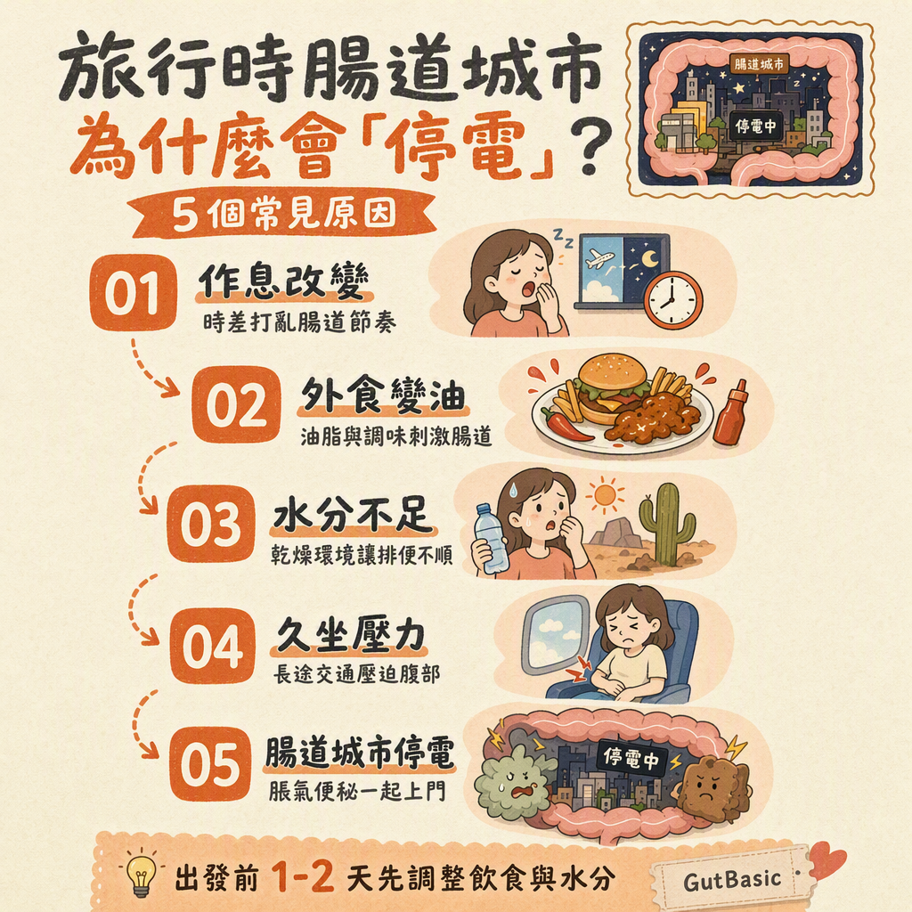 旅行讓腸道水土不服的五步驟圖
