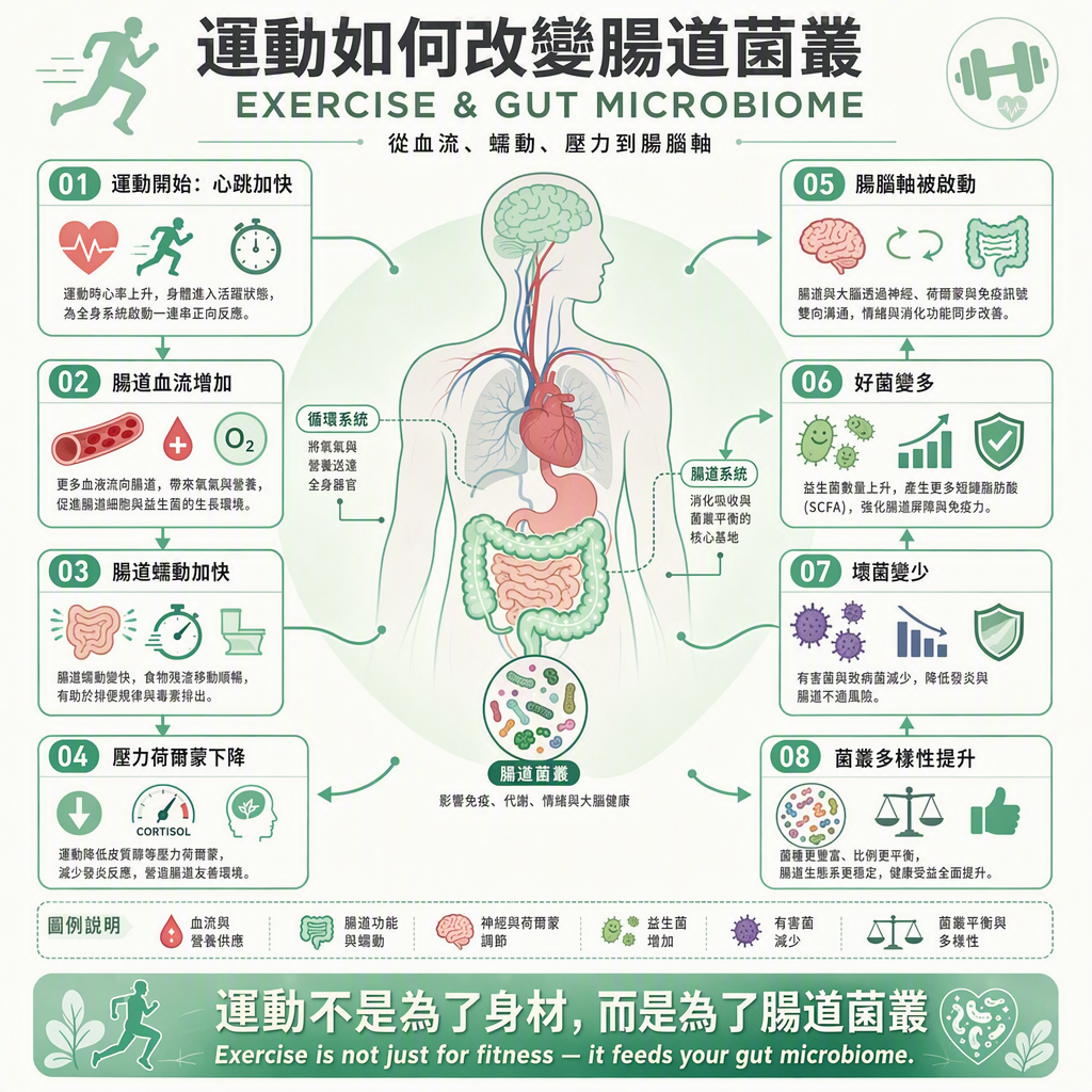 運動改變腸道四路徑