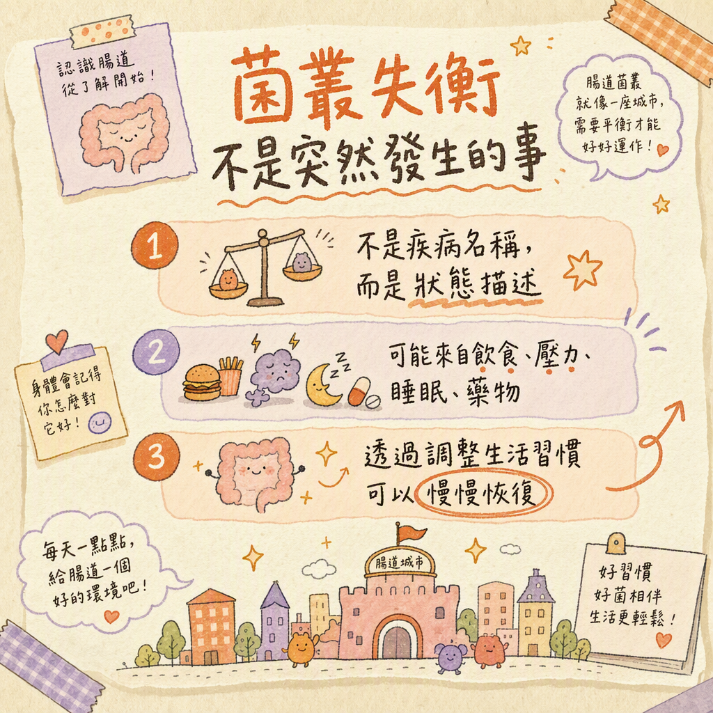 菌叢失衡是什麼的手繪知識卡