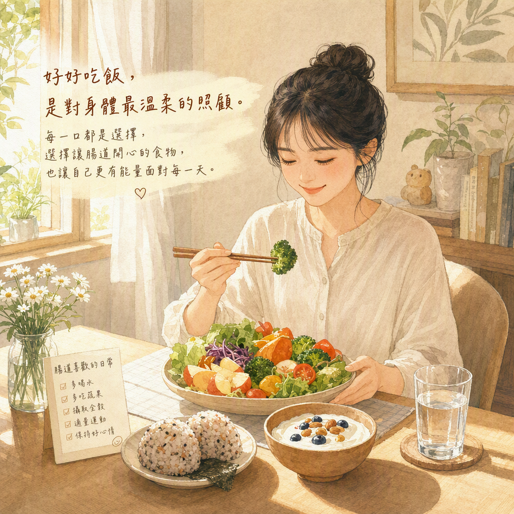 居家餐桌，亞洲女性吃多樣化蔬果