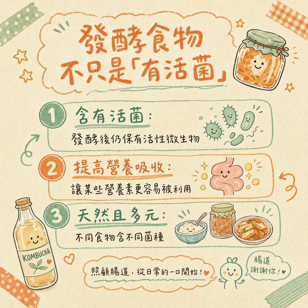 發酵食物為什麼對腸道好的手繪知