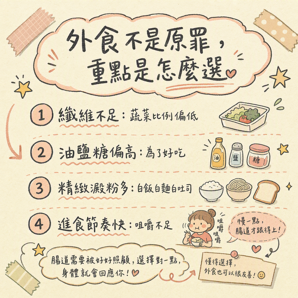 外食為什麼容易傷腸道的手繪知識