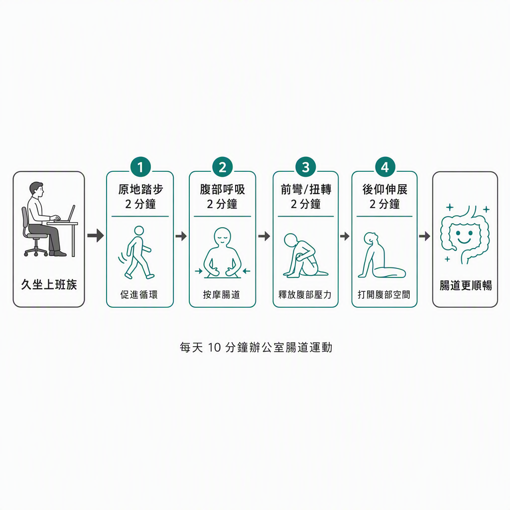 每天10分鐘辦公室腸道運動流程
