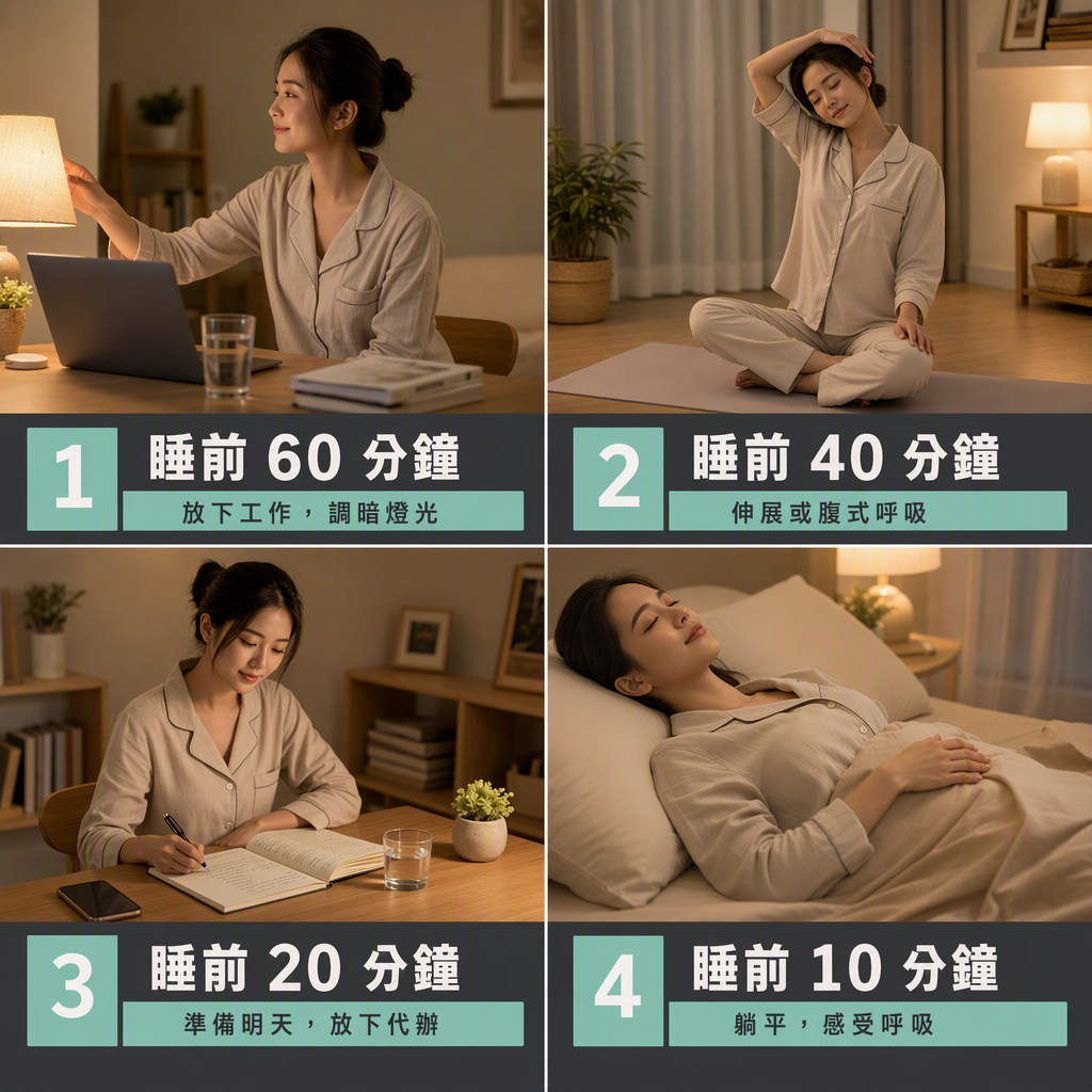 睡前1小時放慢節奏的4步流程板