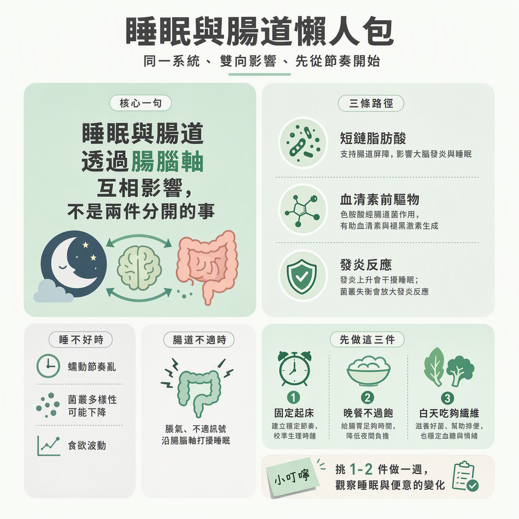 一頁收束:腸腦軸、三條路徑、三