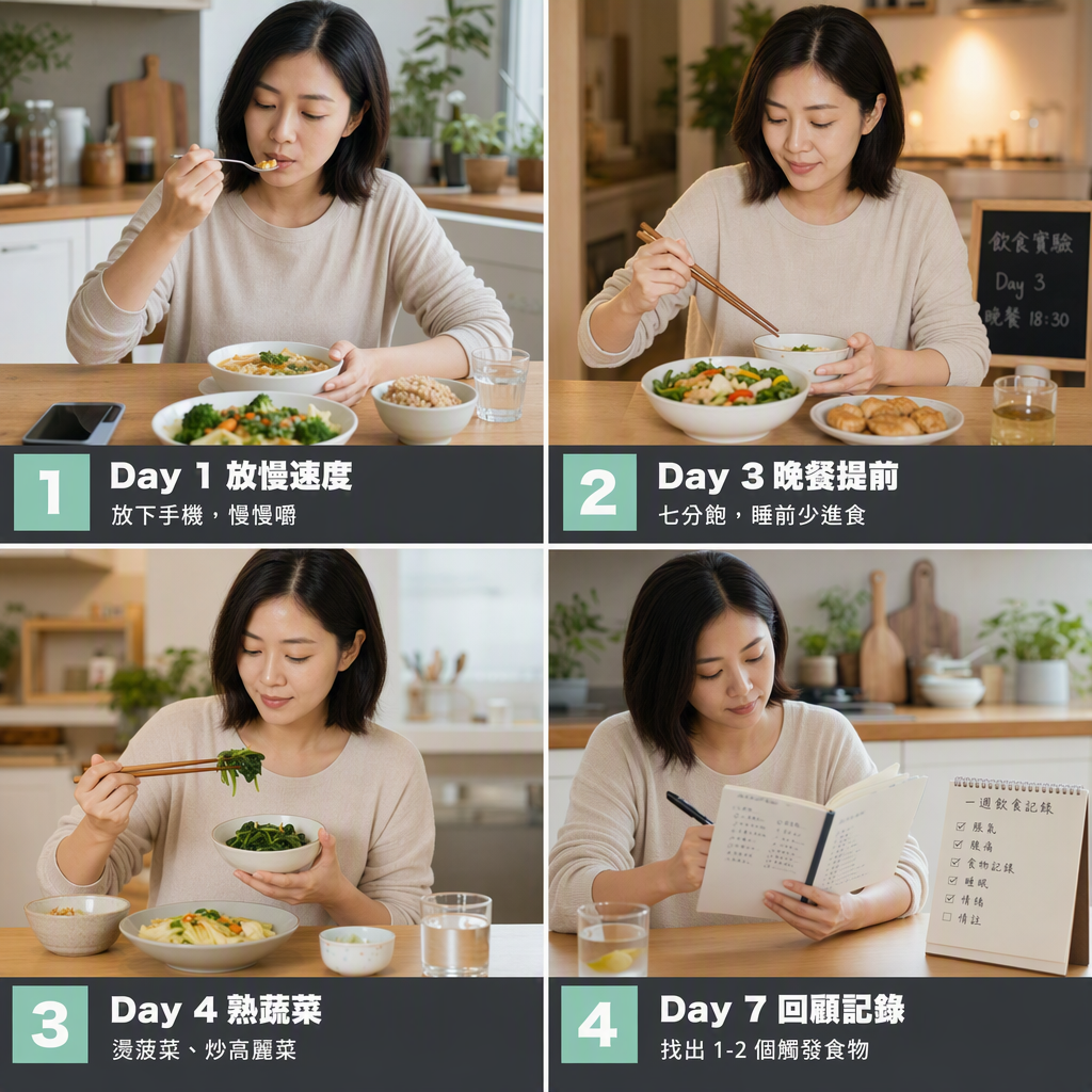 一週飲食對策實驗4步流程板