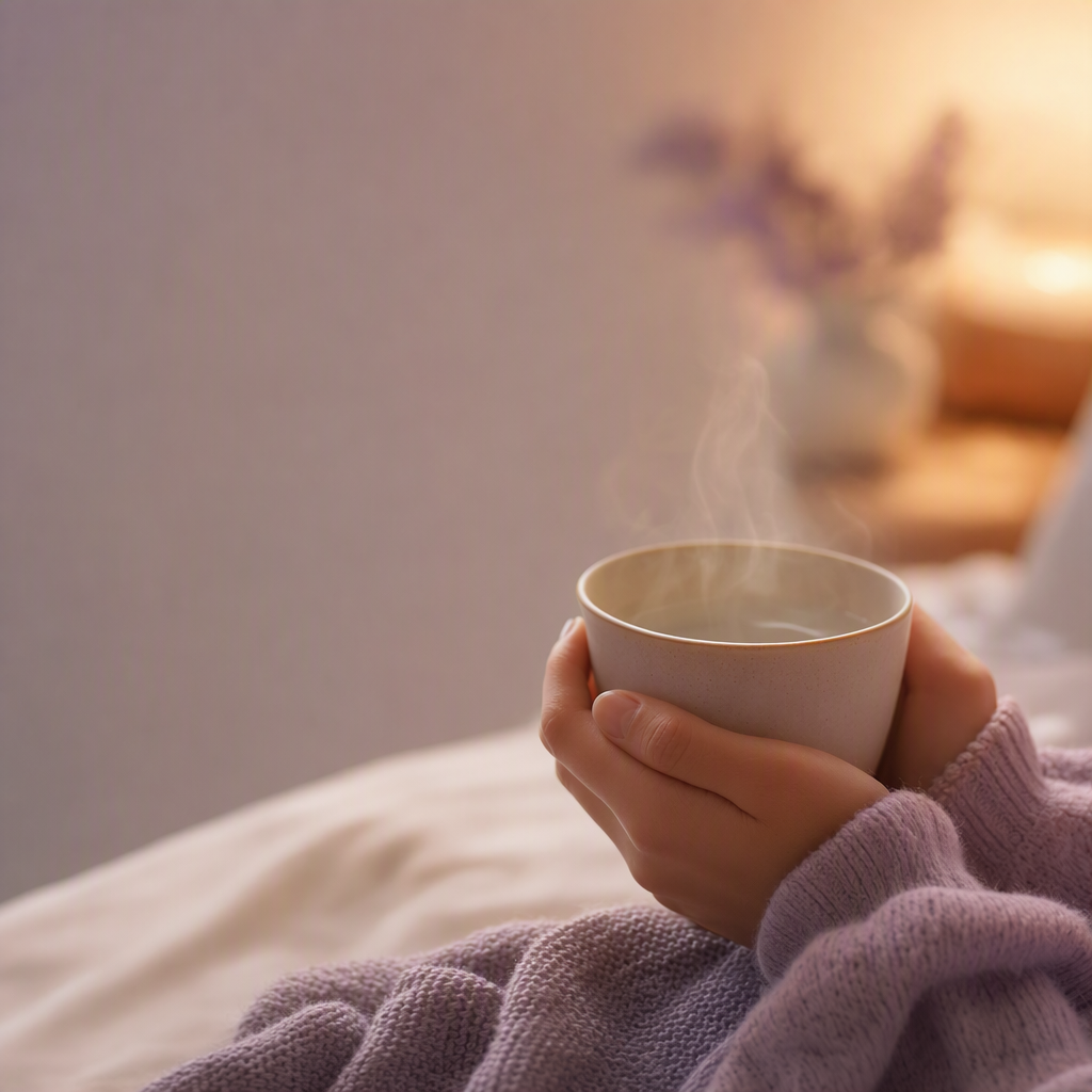 睡前溫水杯特寫