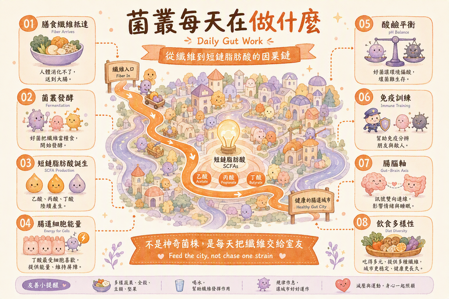 纖維到短鏈脂肪酸的因果鏈,中央