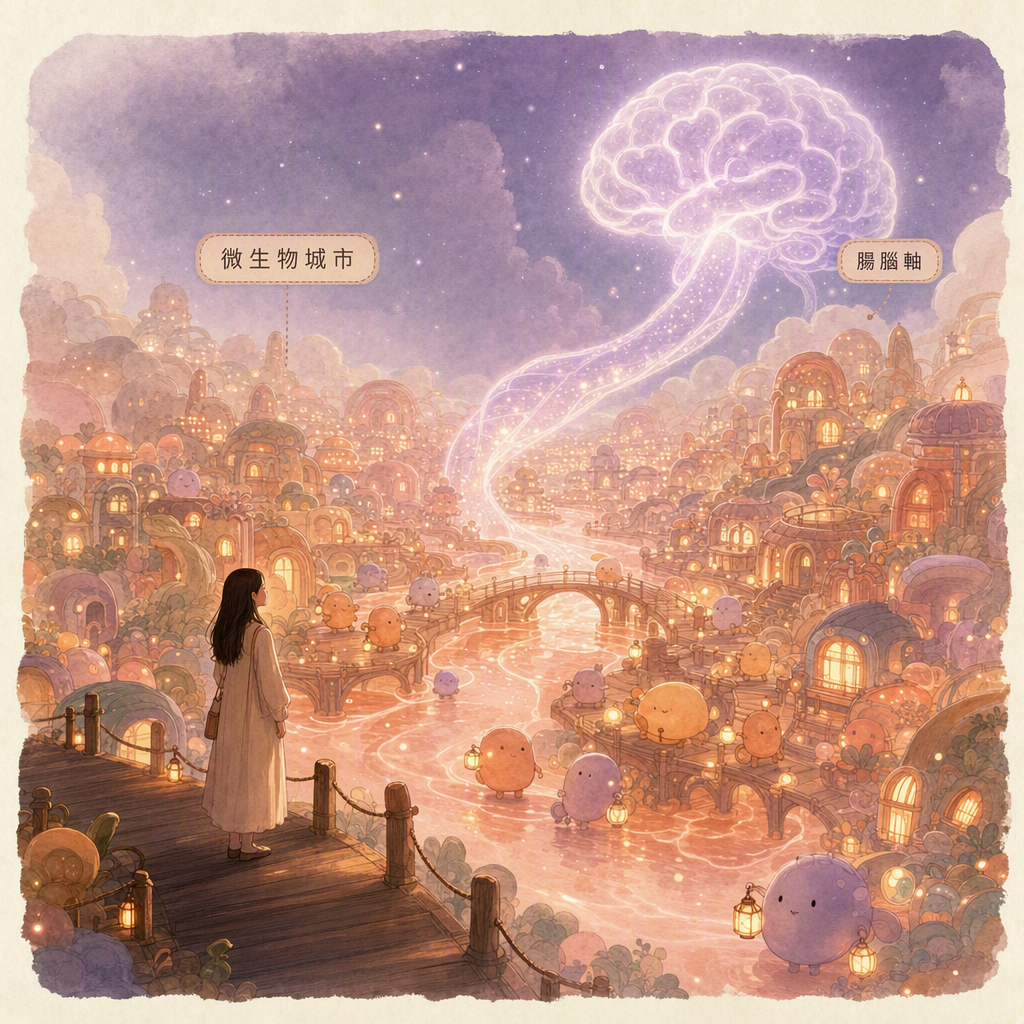 腸道微生物城市與腸腦軸光橋的概