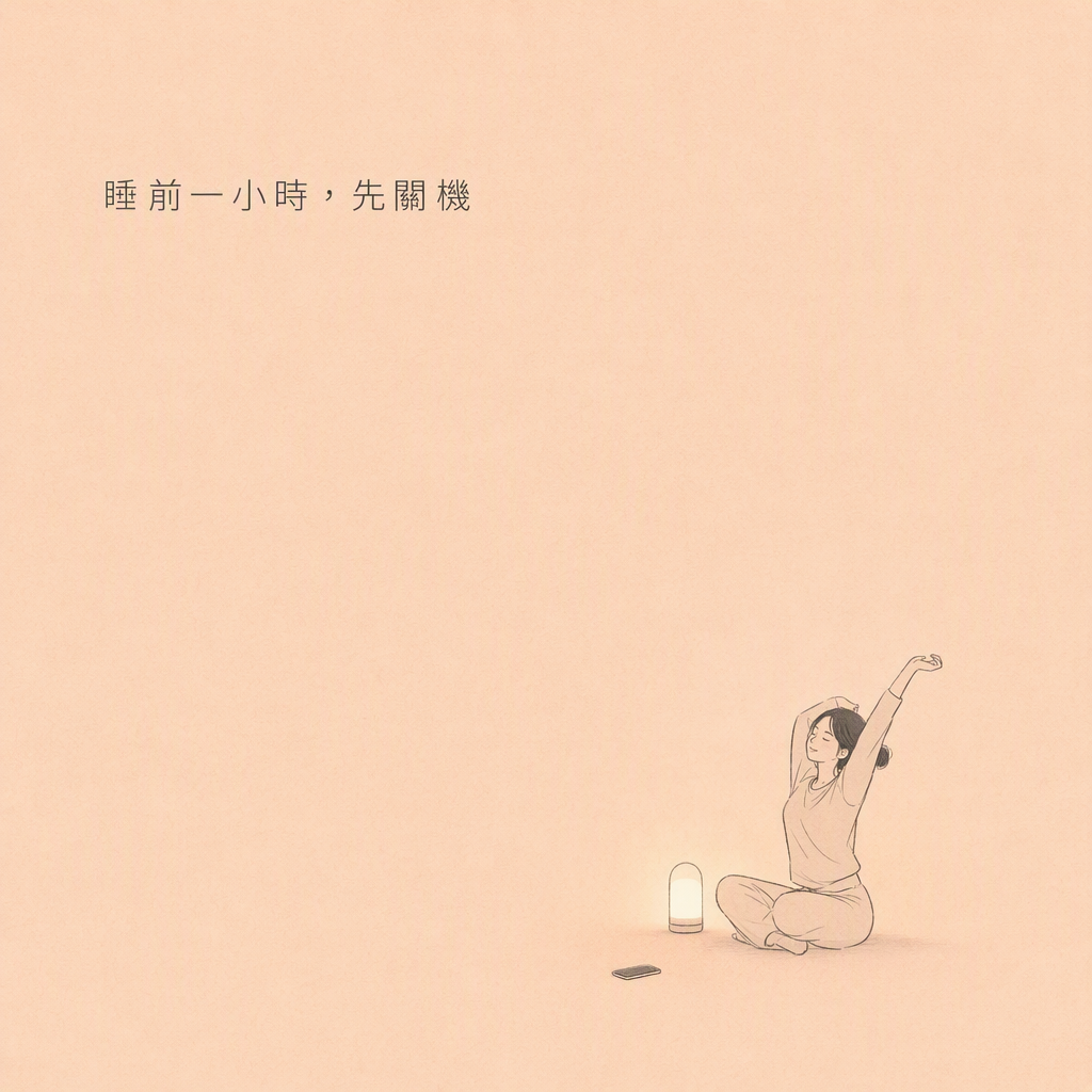 調暗燈光放下手機伸展