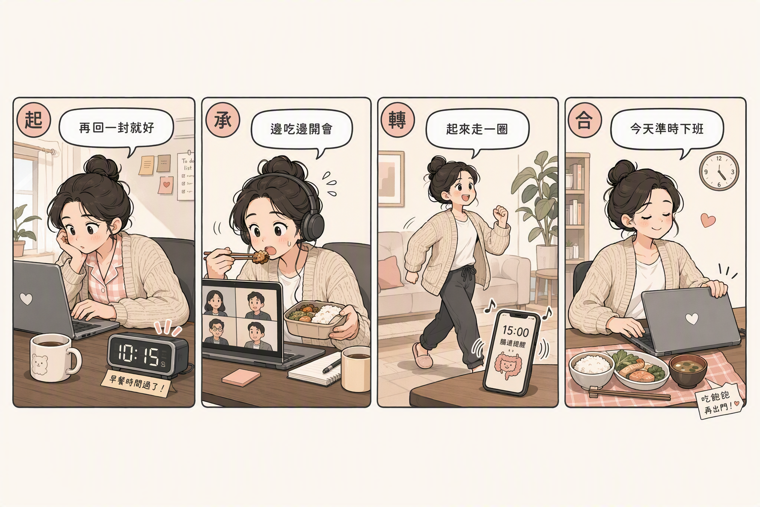 四格久坐吃飯與關機