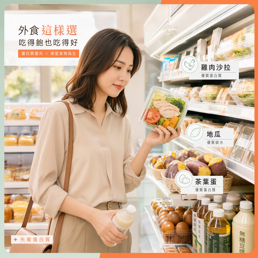 超商選沙拉地瓜無糖茶