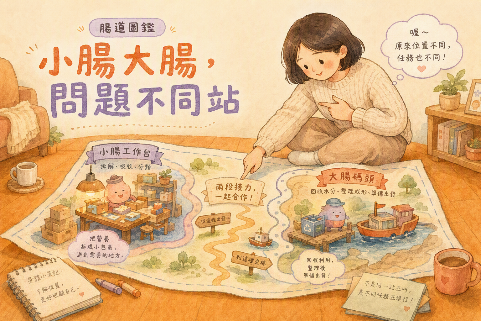 小腸工作台與大腸碼頭繪本地圖