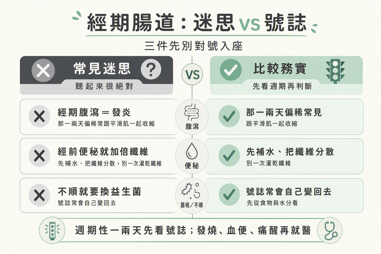三件經期腸道迷思對照