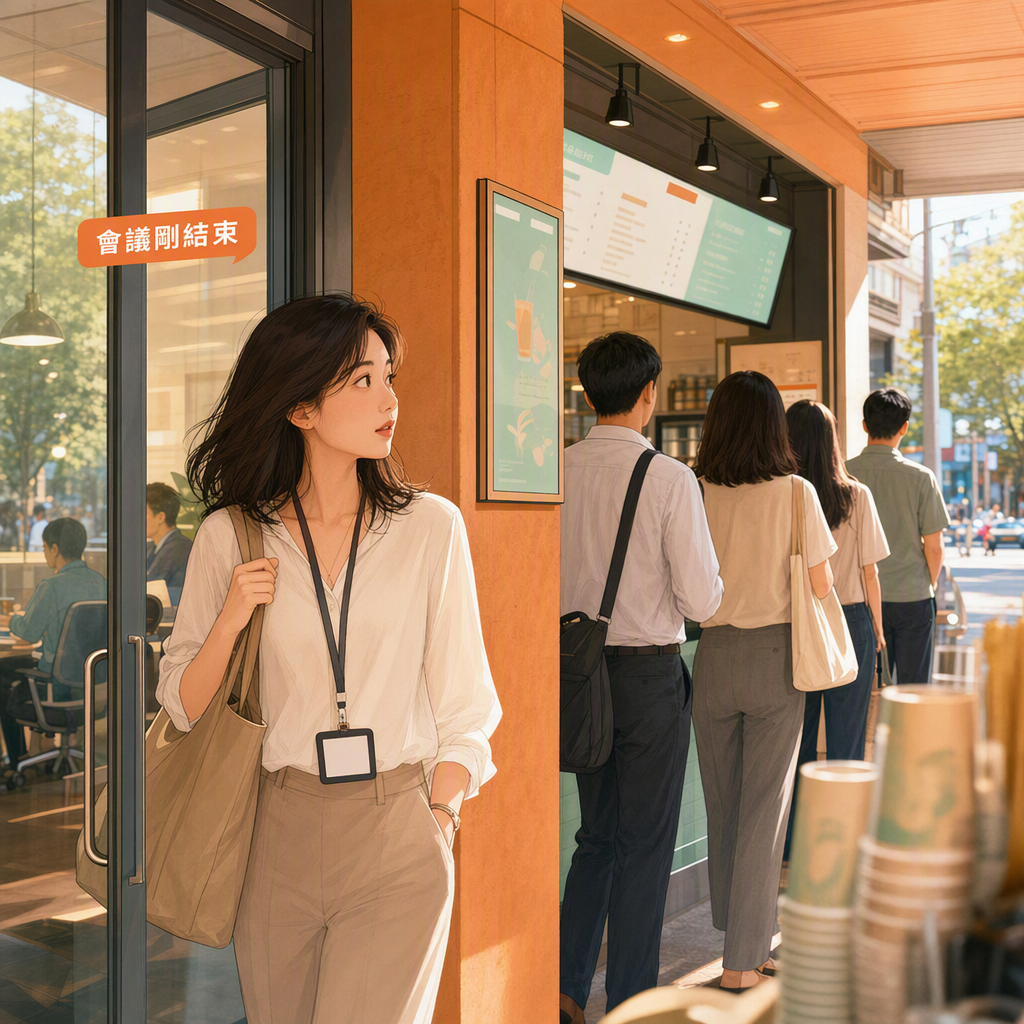 會議剛結束手搖店排隊