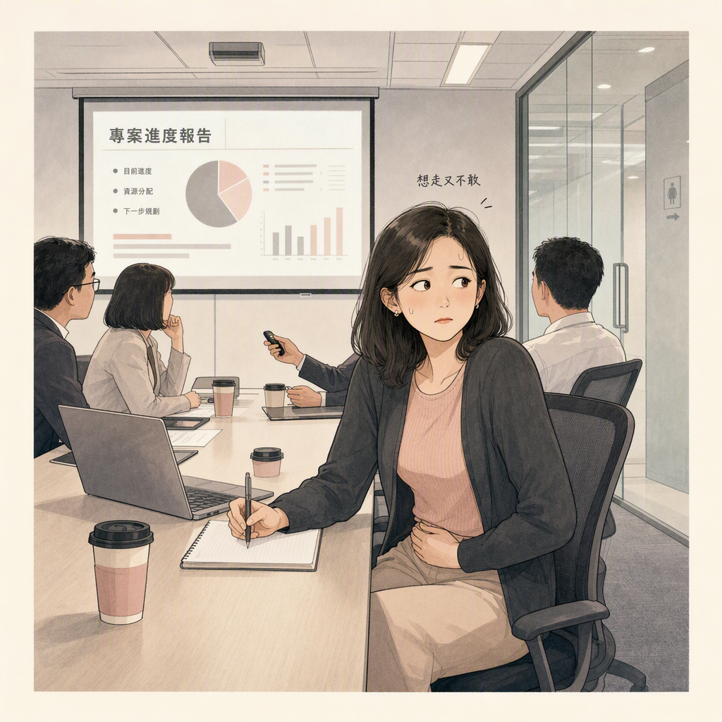 會議室想去廁所又不敢走