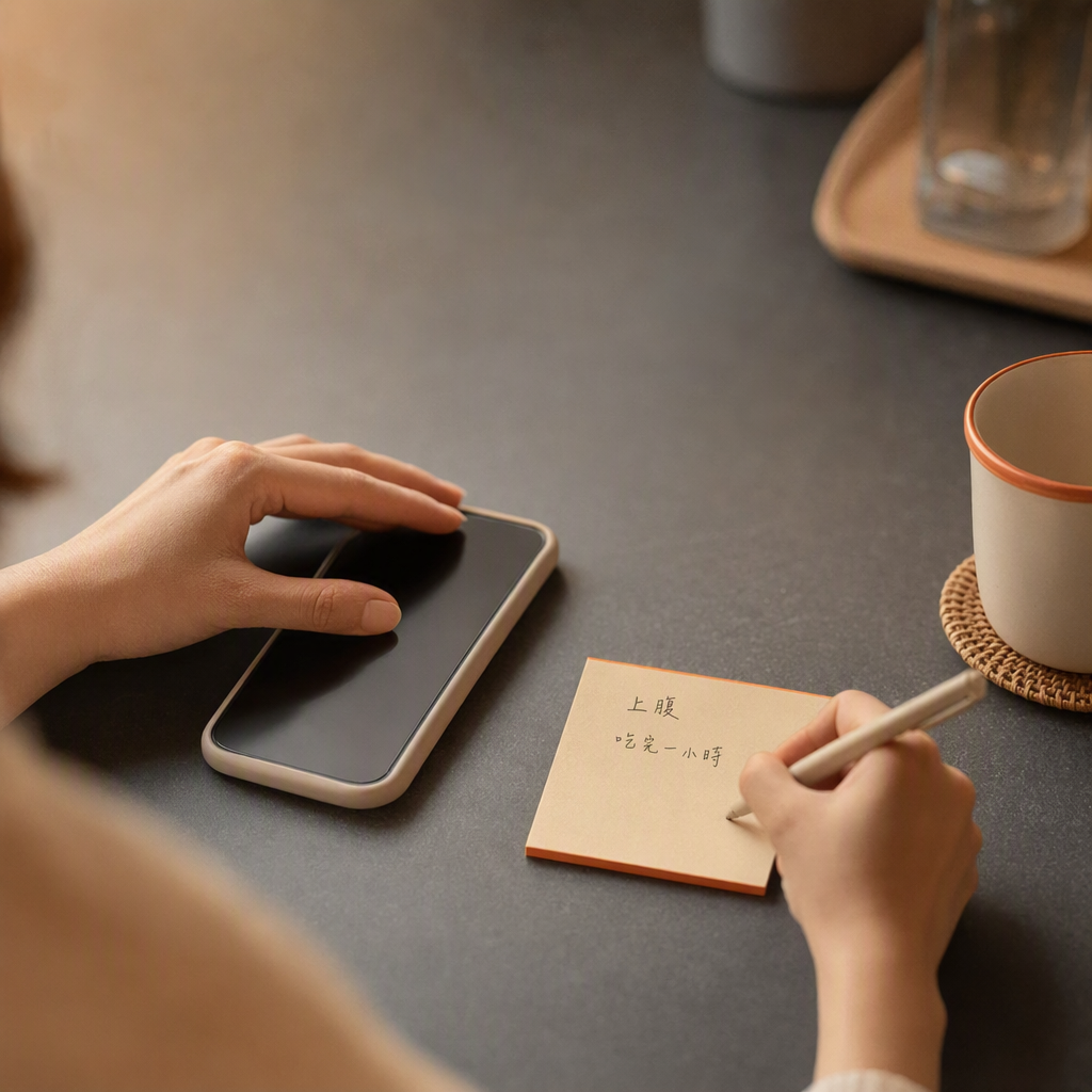 關掉掛號App便條寫兩行觀察